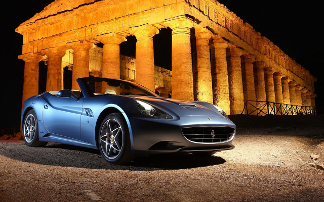 Blue sports car neoclassical night free wallpaper for desktop - medium preview image