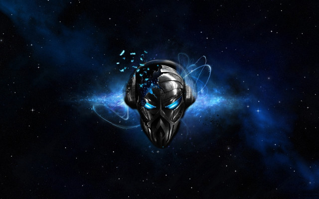 Black alien head blue eyes #2 free wallpaper for desktop - medium preview image