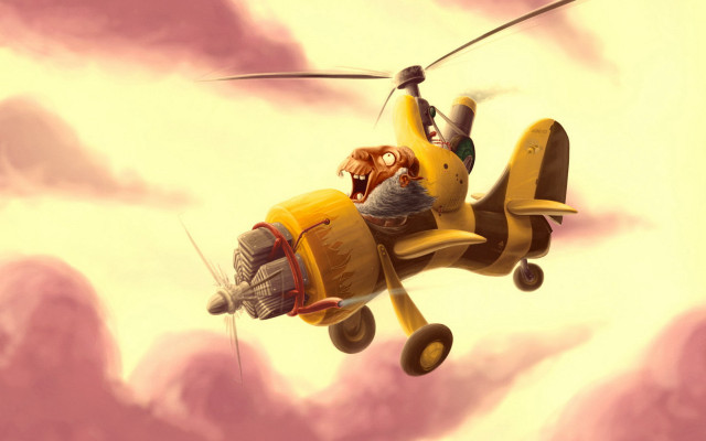 Cartoon character yellow plane monkey free wallpaper for desktop - medium preview image