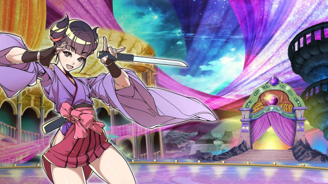 Woman purple outfit sword stage free wallpaper for desktop - medium preview image