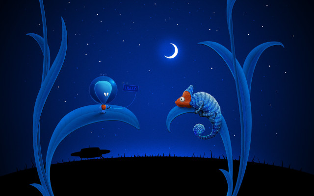 Blue fish red fish crescent free wallpaper for desktop - medium preview image