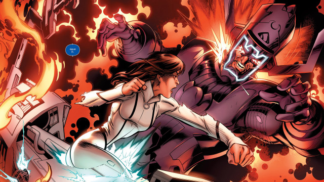 Woman fire battle mecha embers free wallpaper for desktop - medium preview image