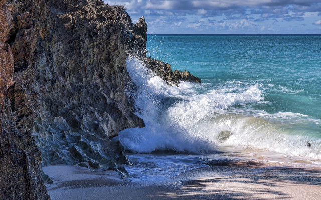 Wave cliffs beach surfing ocean free wallpaper for desktop - medium preview image