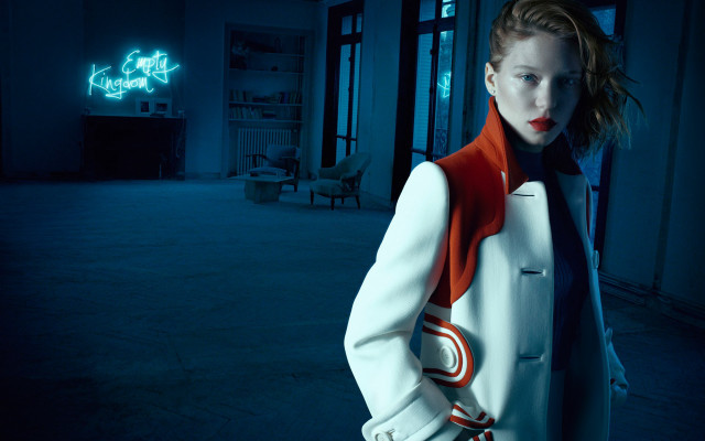 Woman whitecoat redscarf neonsign constructivism free wallpaper for desktop - medium preview image