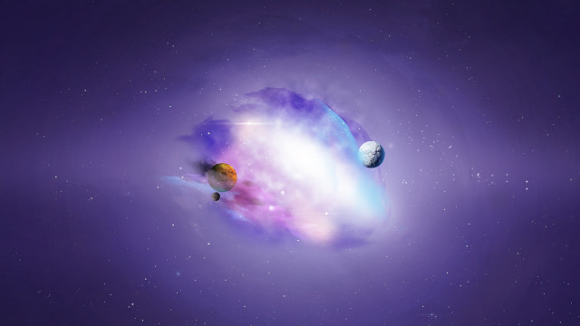 Planets galaxy smoke dust blue free wallpaper for desktop - medium preview image