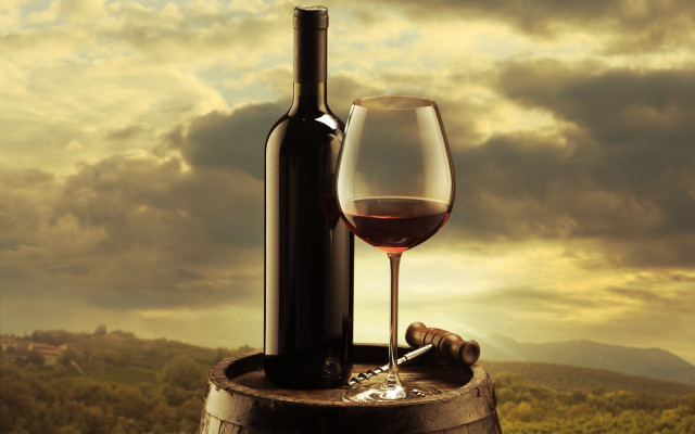 Wine bottle glass barrel valley free wallpaper for desktop - medium preview image