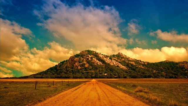 Dirt road mountain background clouds free wallpaper for desktop - medium preview image