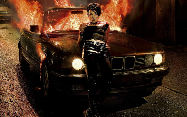 Woman car fire embers sunset free wallpaper for desktop - medium preview image