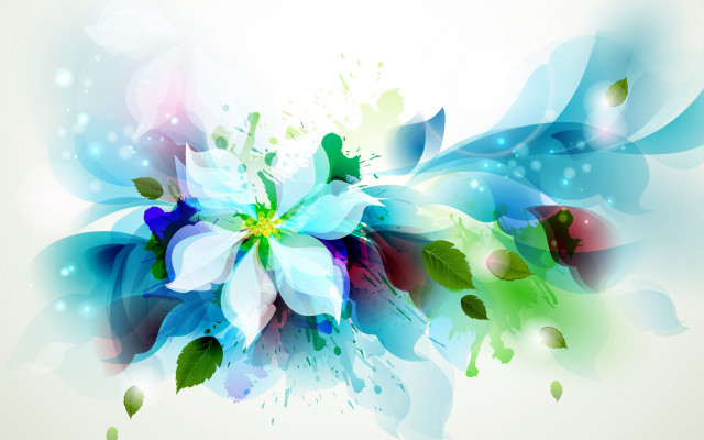 Colorful flower leaves paint splash free wallpaper for desktop - medium preview image