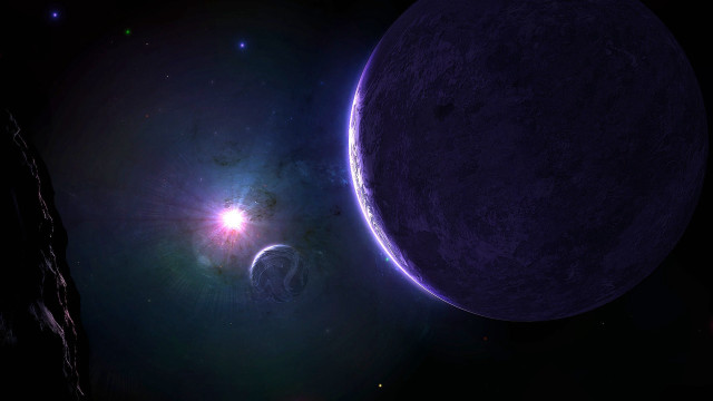 Purple planet star blue aurora free wallpaper for desktop - medium preview image