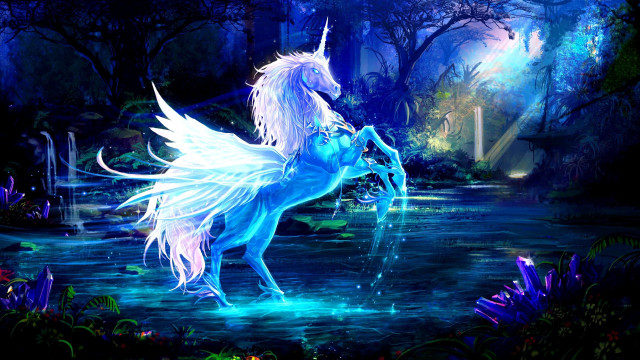 Unicorn stream water white horse free wallpaper for desktop - medium preview image