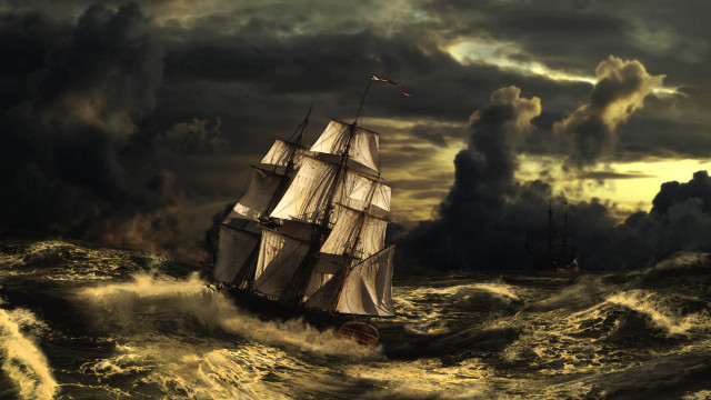 Ship rough seas gothic matte free wallpaper for desktop - medium preview image