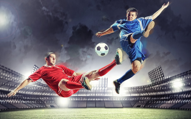 Night soccer players fullmoon stadium free wallpaper for desktop - medium preview image