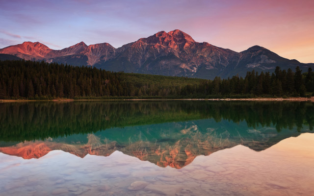 Mountain range reflection sunset pink #6 free wallpaper for desktop - medium preview image