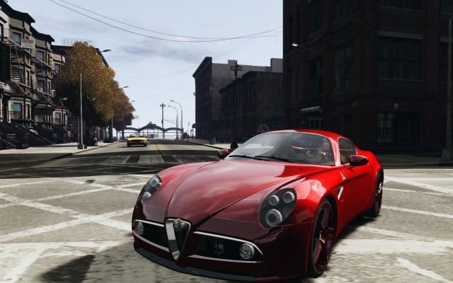 Red sports car driving street #5 free wallpaper for desktop - medium preview image