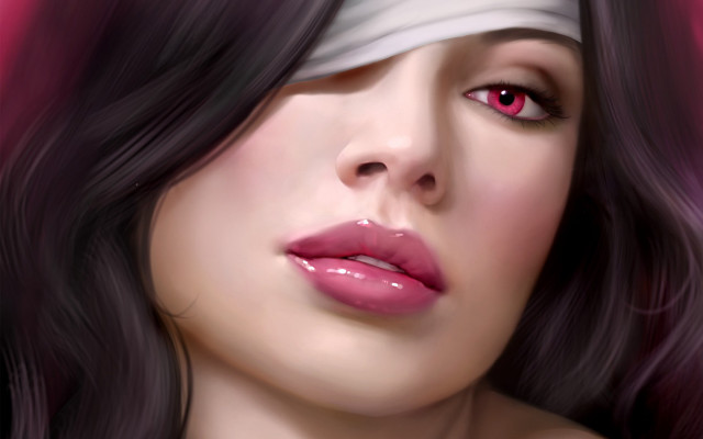 Gothic woman pink background makeup free wallpaper for desktop - medium preview image