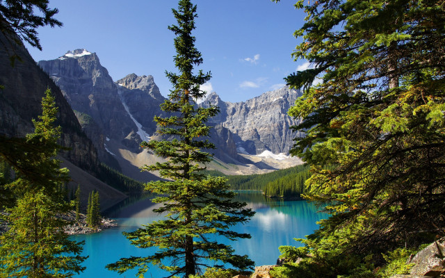 Lake mountains trees blue sky #39 free wallpaper for desktop - medium preview image