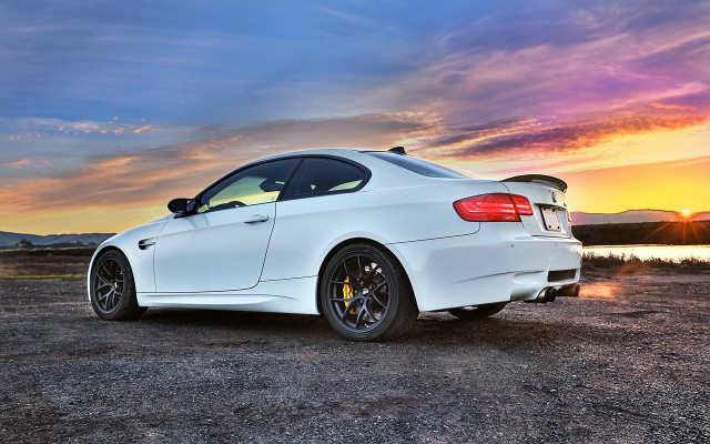White car sunset dirt road free wallpaper for desktop - medium preview image