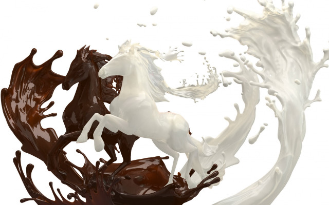 White horse brown horse liquid free wallpaper for desktop - medium preview image