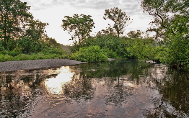 Hudson river impressionist nature scene free wallpaper for desktop - medium preview image