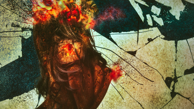 Fire woman ember explosion glowing free wallpaper for desktop - medium preview image