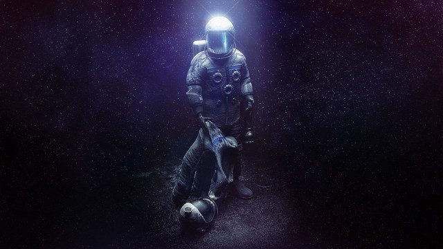 Space man flashlight helmet aliens free wallpaper for desktop - medium preview image