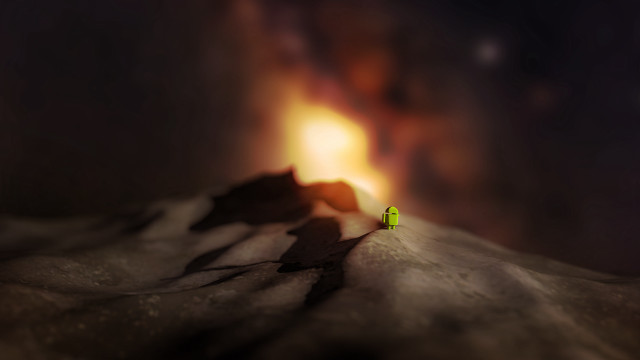 Green figure snow mountain starry free wallpaper for desktop - medium preview image