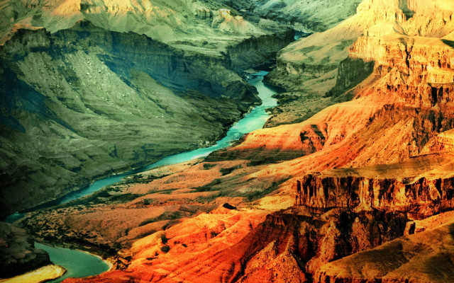 River canyon mountains autumn fire free wallpaper for desktop - medium preview image