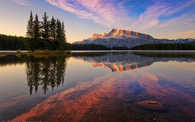 Mountain reflection lake sunset pink #7 free wallpaper for desktop - medium preview image