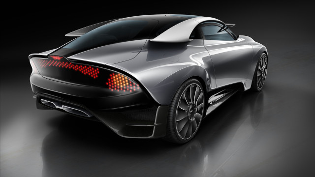 Silver sports car red taillights free wallpaper for desktop - medium preview image