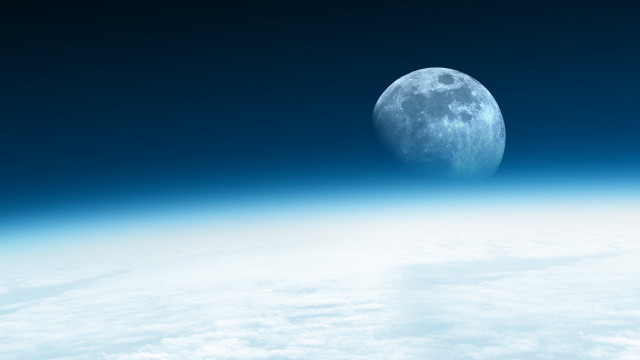 Moon earth clouds sky ocean free wallpaper for desktop - medium preview image