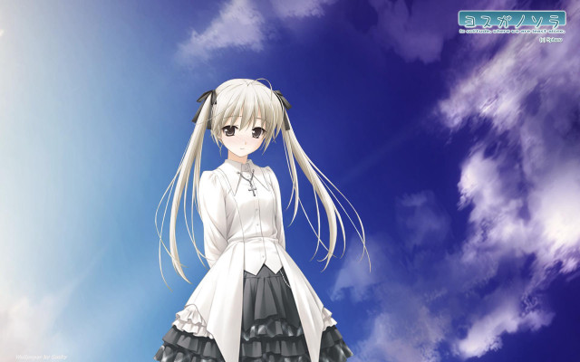 Anime girl white dress sky free wallpaper for desktop - medium preview image