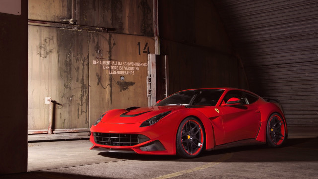 Red sports car garage wall free wallpaper for desktop - medium preview image