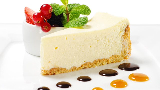 Cheesecake cherry jelly garnish pastel free wallpaper for desktop - medium preview image