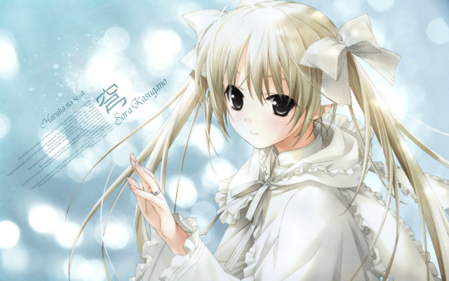 Anime girl longhair white dress free wallpaper for desktop - medium preview image