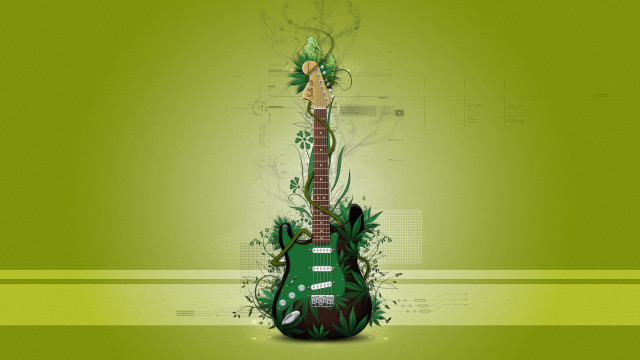Green guitar background art green free wallpaper for desktop - medium preview image