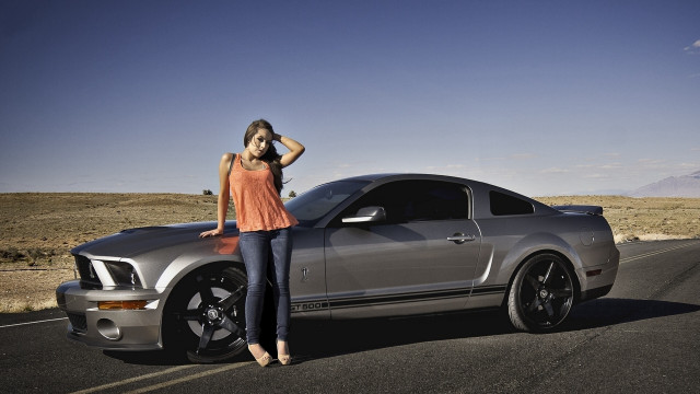 Woman silver car desert road free wallpaper for desktop - medium preview image