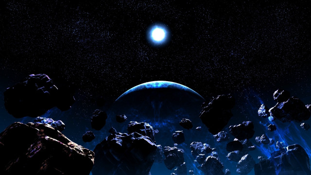 Rocks space blue light earth free wallpaper for desktop - medium preview image