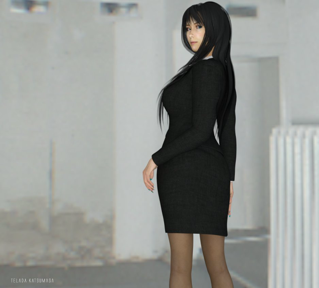 Woman black dress white wall #2 free wallpaper for tablet - medium preview image