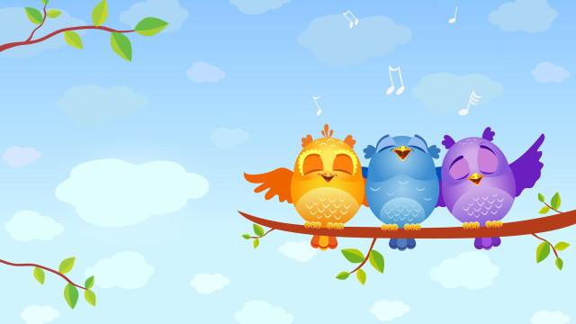 Birds music notes branch sky free wallpaper for desktop - medium preview image