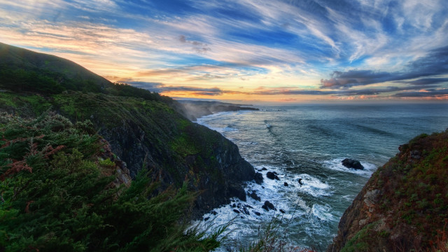 Cliff water sunset nature beautiful free wallpaper for desktop - medium preview image