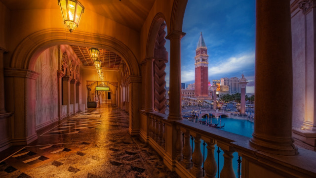 Hallway clocktower pool evgeny lushpin free wallpaper for desktop - medium preview image