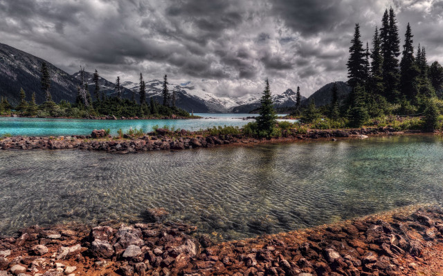 Lake mountains trees cloudy sky #43 free wallpaper for desktop - medium preview image