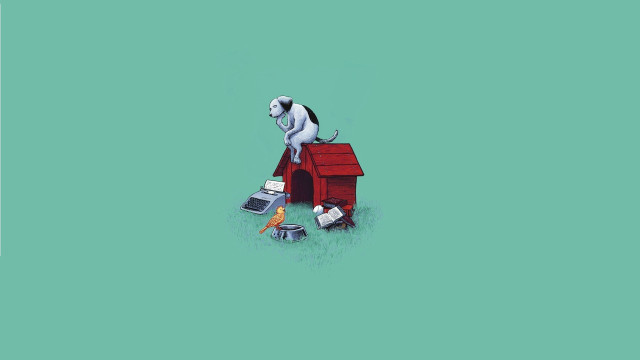 Dog laptop mouse red doghouse free wallpaper for desktop - medium preview image