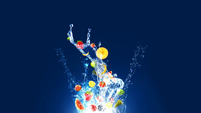 Glass water fruit splash blue free wallpaper for desktop - medium preview image