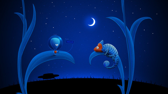 Blue moon fish stars aurora free wallpaper for desktop - medium preview image