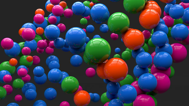 Colorful balls floating raytraced art free wallpaper for desktop - medium preview image