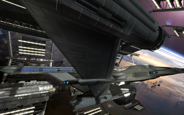 Futuristic space station spaceship planet free wallpaper for desktop - medium preview image