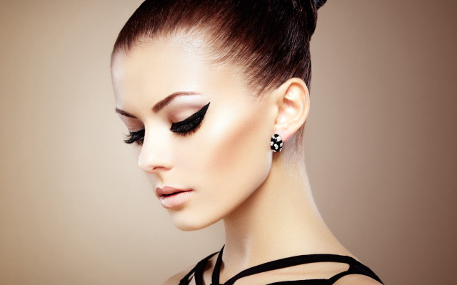 Woman black dress earrings gradient free wallpaper for desktop - medium preview image