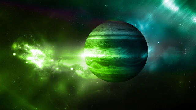 Green planet glow starfield aurora free wallpaper for desktop - medium preview image